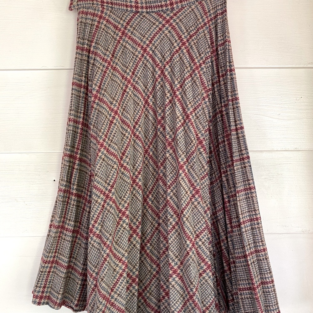 Vintage 60s plaid wool accordion skirt